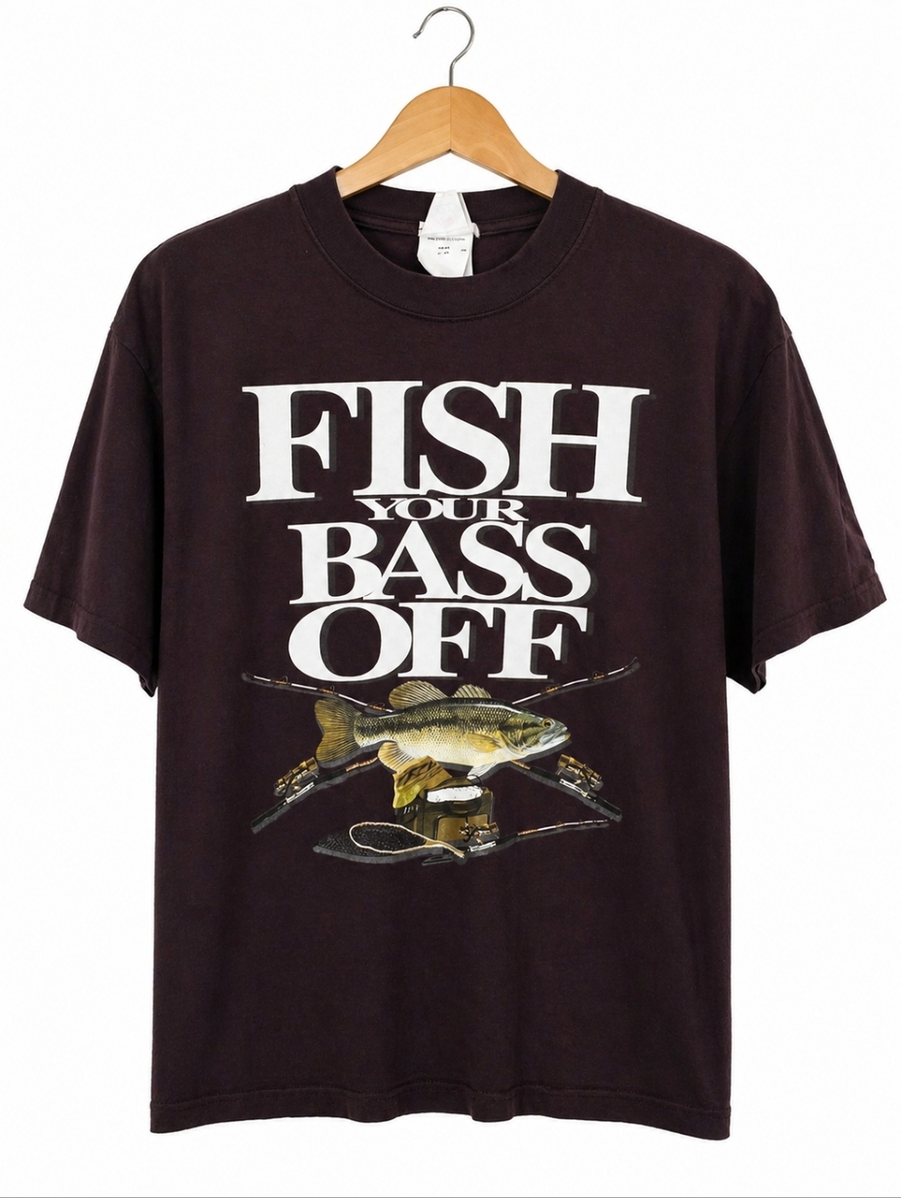 Novel Teez Fish Your Bass Off Graphic T-Shirt Size M Funny Fishing Tee